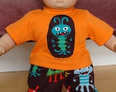 Boy Twin, 15 inch Doll, Monster PJ's, 2 piece Pajama set by Sweet Pea Kidz & FREE SHIPPING