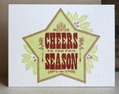 Cheers To You... letterpress star holiday card