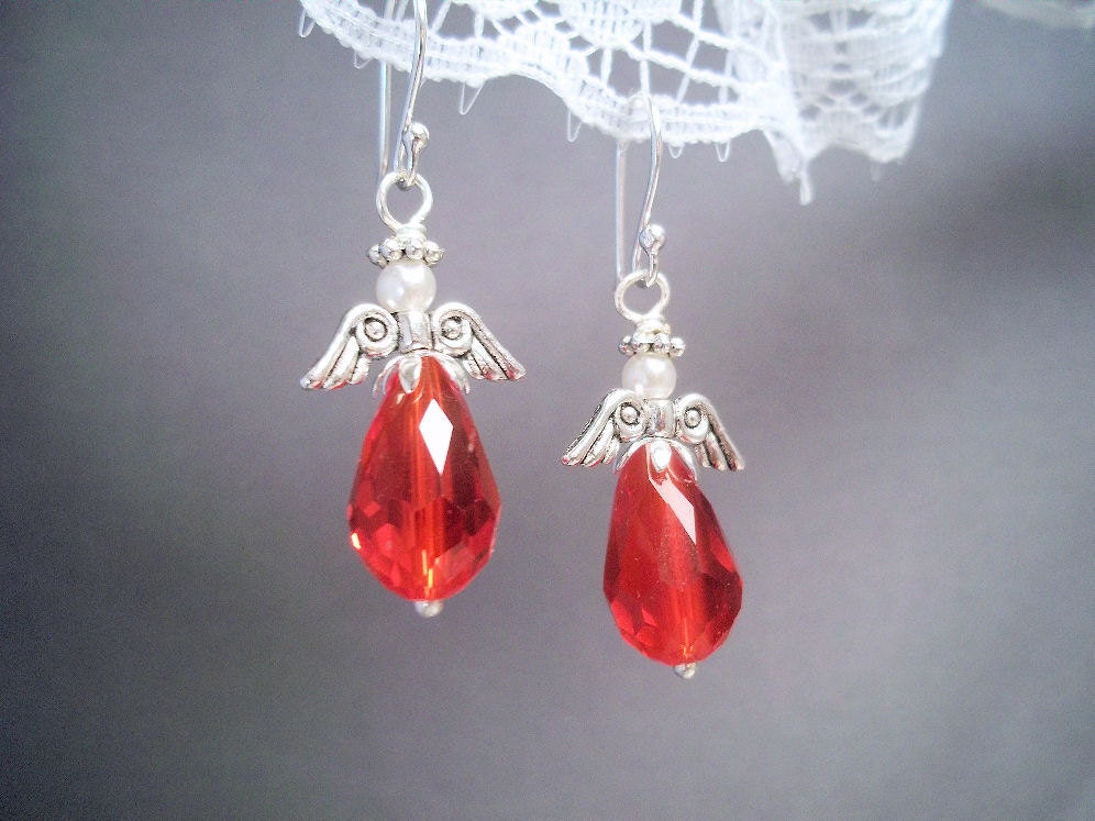 Christmas Angel Earrings Sterling Silver Earwires
