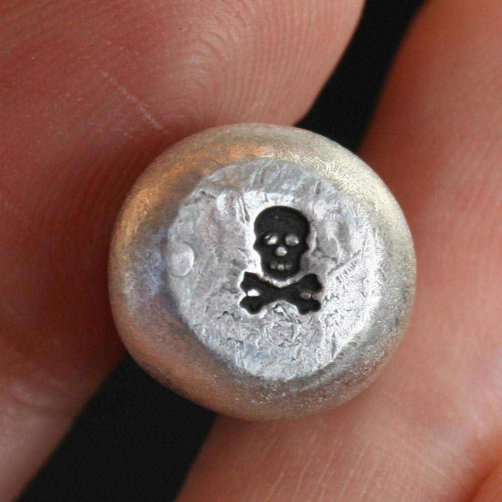Tie Tack - Skull and Crossbones, Free Form Soldered Pewter