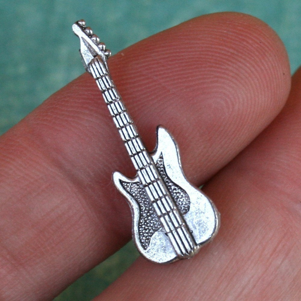 Tie Tack - Electric Guitar, Antique Silver Finish