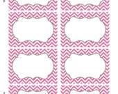 Hot Pink  Chevron Labels  Print your own Labels Autumn