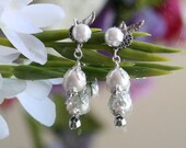 Dangle Earrings, Bridal Earrings, Chandelier Drop Earrings, Vintage Earrings, White Earring Jewelry,