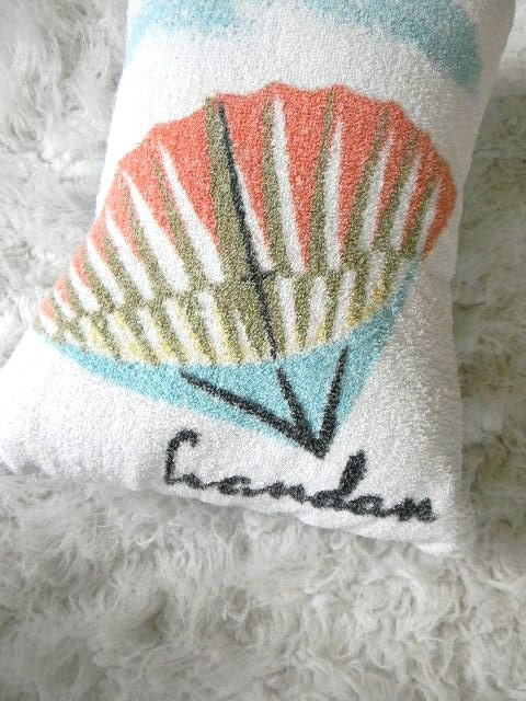mid century modern vintage shell  towel pillow cover in orange  12x16