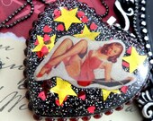 BUXOM BELLE - Resin Heart WWII Nose Art Necklace