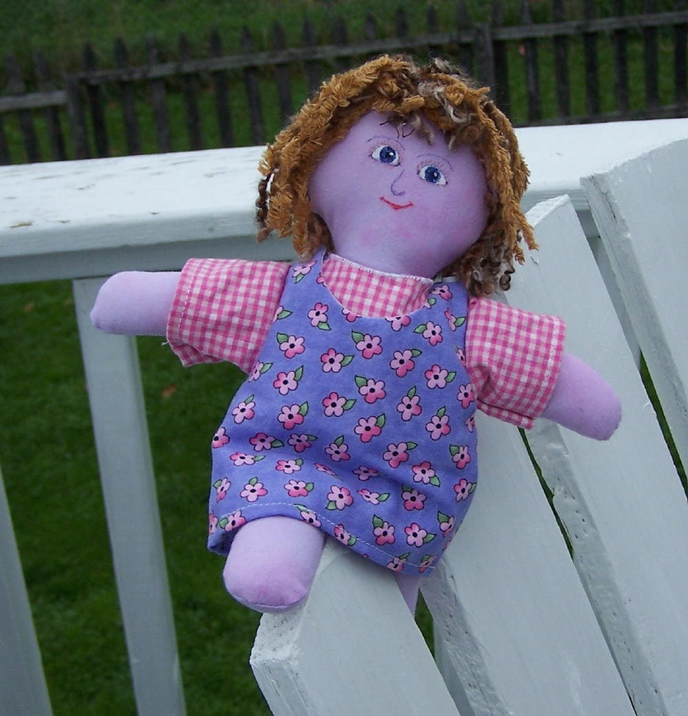 Cloth rag doll hand dyed lavendar skin