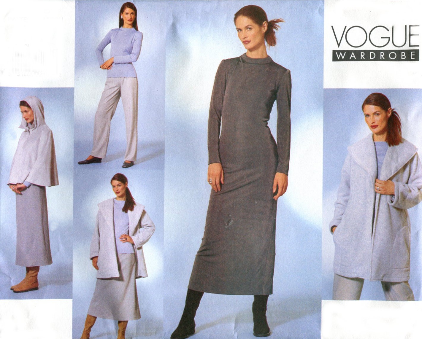Vogue 2448 Fall Wardrobe Pattern - Hooded Coat and Cape / Dress / Top / Skirt / Pants - Size 8-10-12 - Uncut - treazureddesignz
