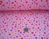 NEW POLKA DOTS on pretty pink cotton rib knit fabric 1 yd