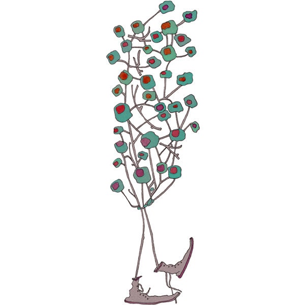 Drawing of a Tree, 8x10 Art Print, Olive Tree with Boots, Numbered Edition