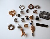 vintage CUFFLINKS and BROOCHES mixed lot. 21 pieces