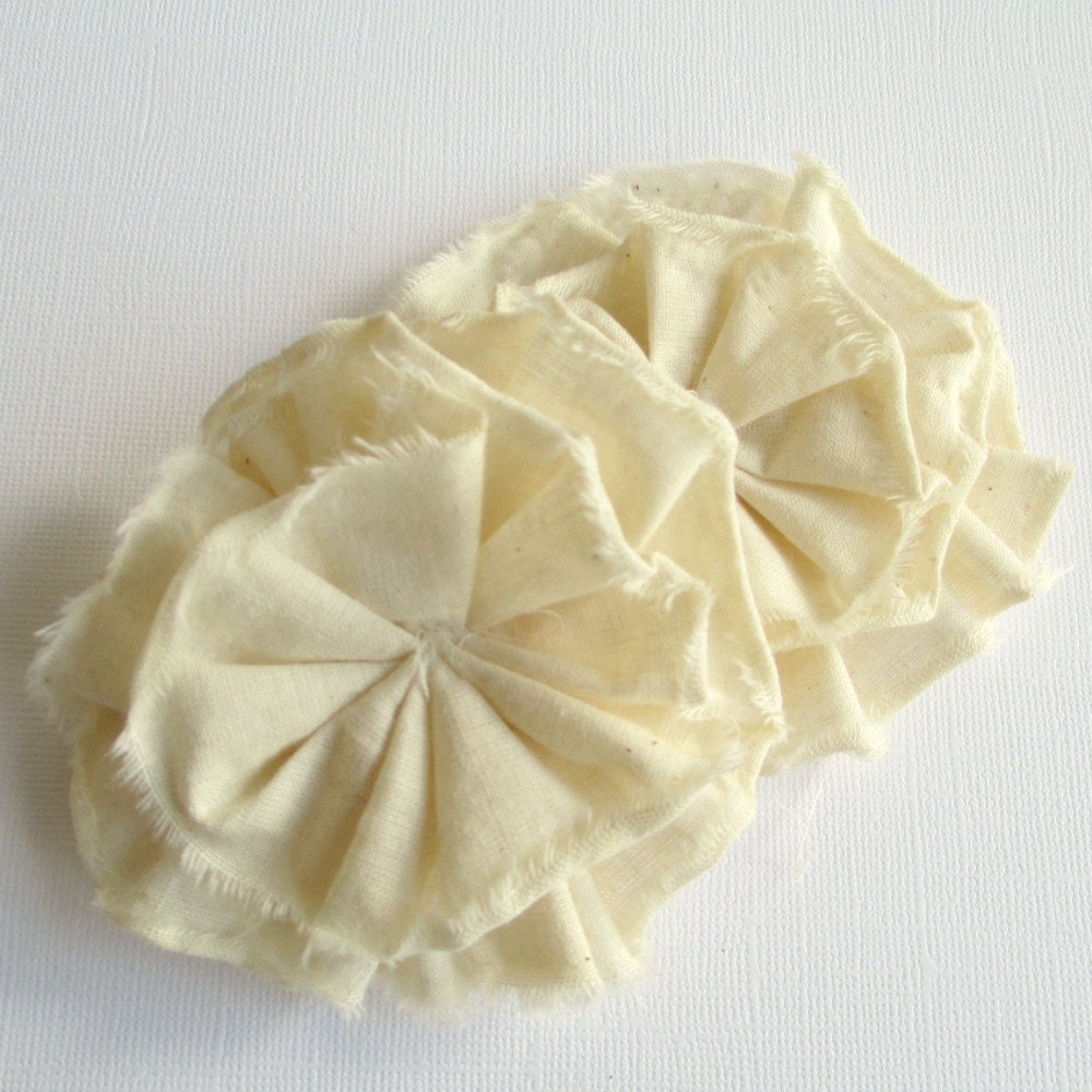 Muslin Ruffle Blossoms - Fabric Flower Embellishments