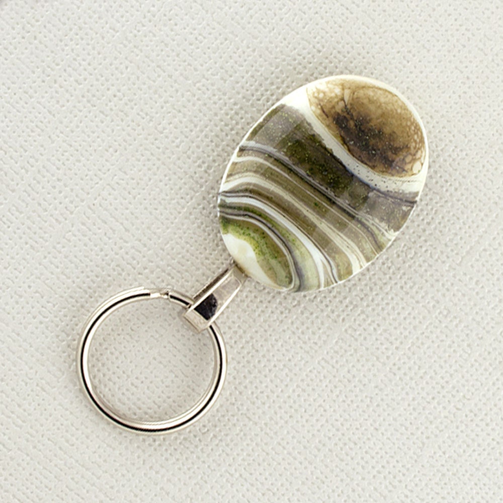 Magnetic Badge Holder, Magnetic Eyeglass Holder, Lanyard Replacement,  Green Adventurine, Brown and Cream