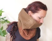 brown cowl wool and lace winter double layer fall fashion