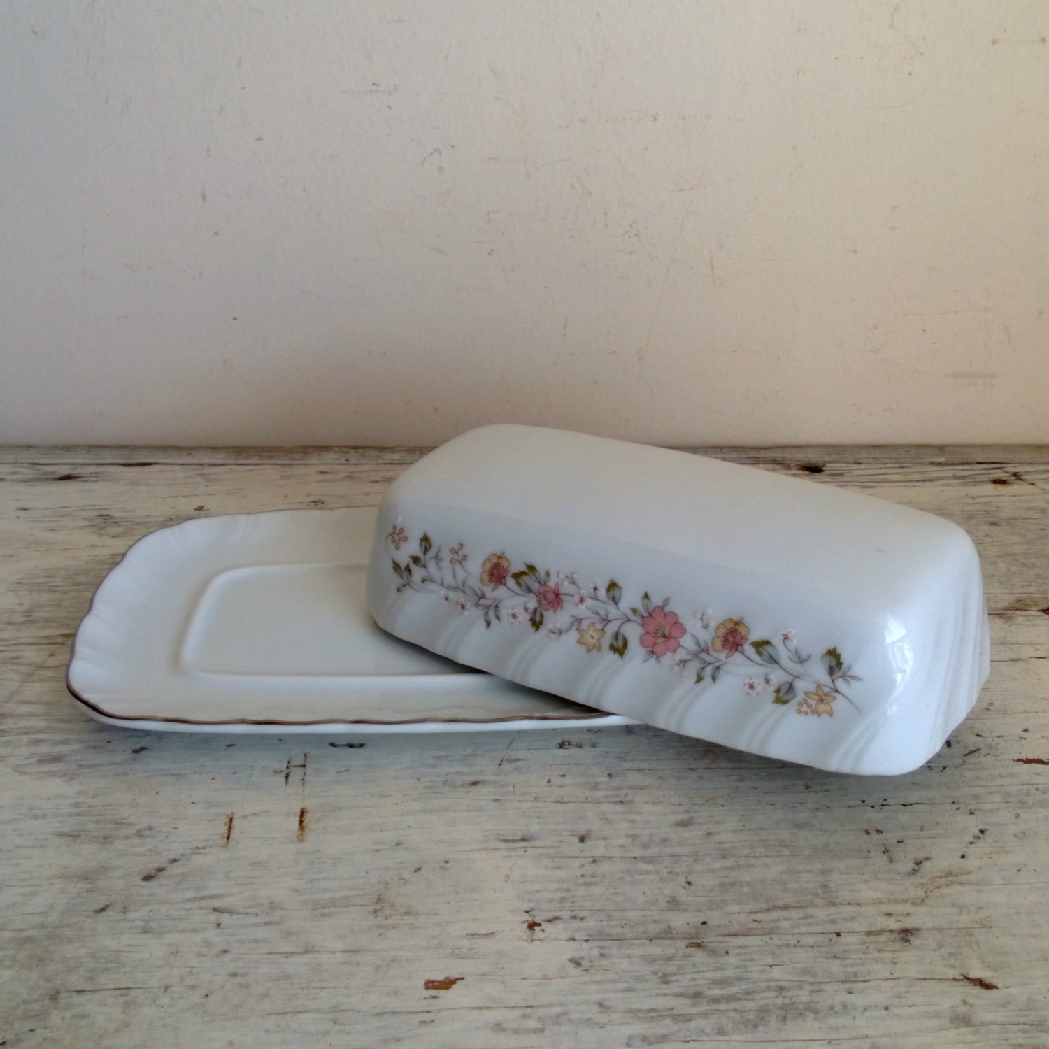 vintage Sheffield Bouquet butter dish