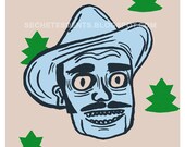 Christmas card, Holiday Greeting Card, Funny Christmas card, Blank card, Cowboy, Mustache - Hee Haw