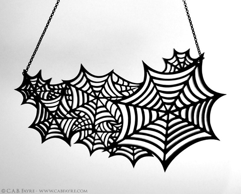 Oh What a Tangled Web We Weave Necklace - Spider Webs Necklace - Laser Cut Acrylic (C.A.B. Fayre Original Design)