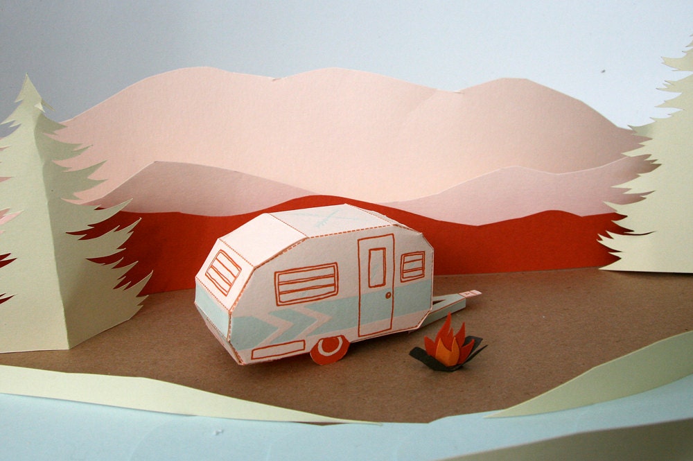 letterpress tag a long camper DIY 3D card