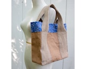 Paper Bag Tote Bag with Blue Bandana Lining - HuzzahHandmade