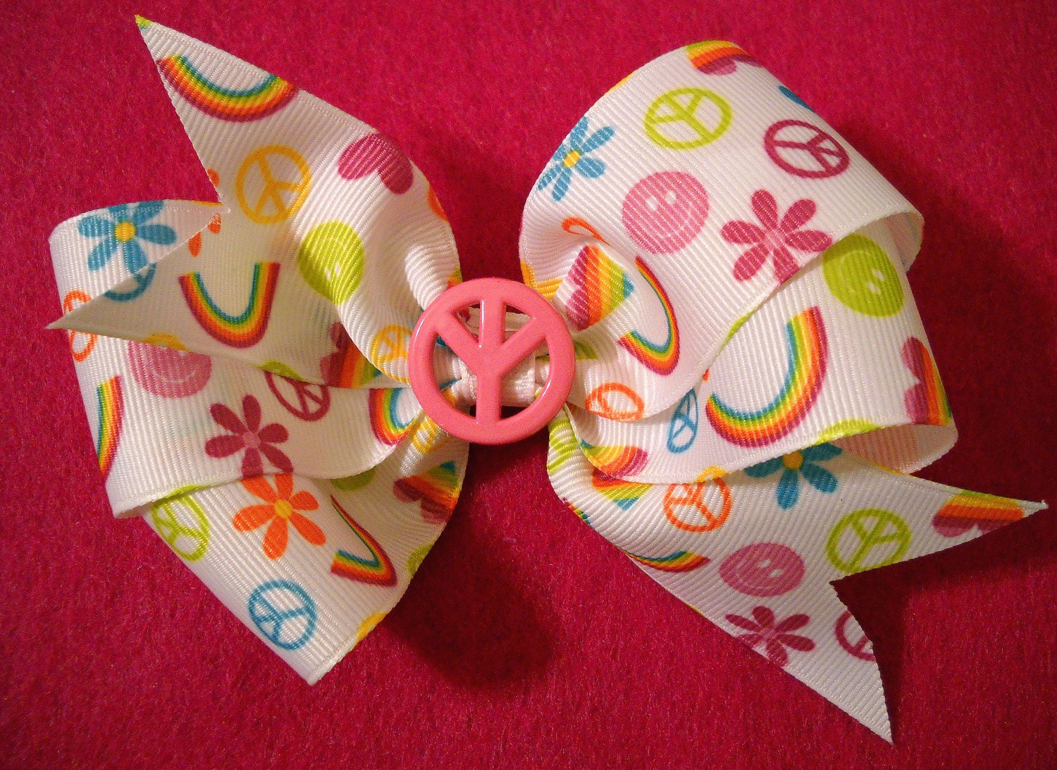 Peace Hairbow with Peace Acrylic Center