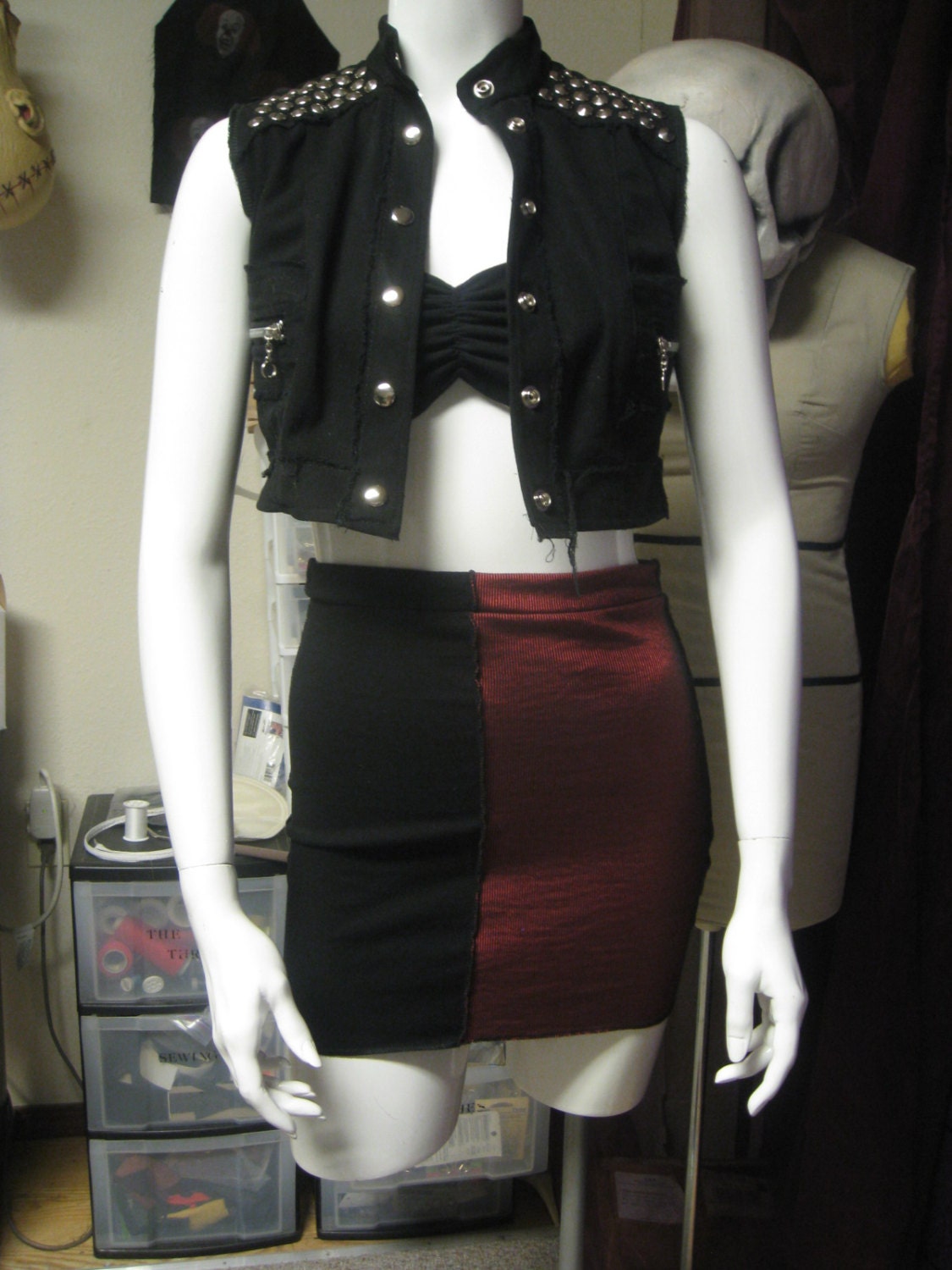 Red and black half skirt