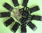 5/8" Dog Collar Set of 10, plastic side contour buckle, plastic tri-glide, metal d-ring, dog collar supplie