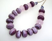 Handmade Lampwork Bead Set Purple Amethyst Violet Plum Pink Lilac Lavender Mauve Wine Blush Rose Quartz Artisan Glass SRA -- Always Laughter