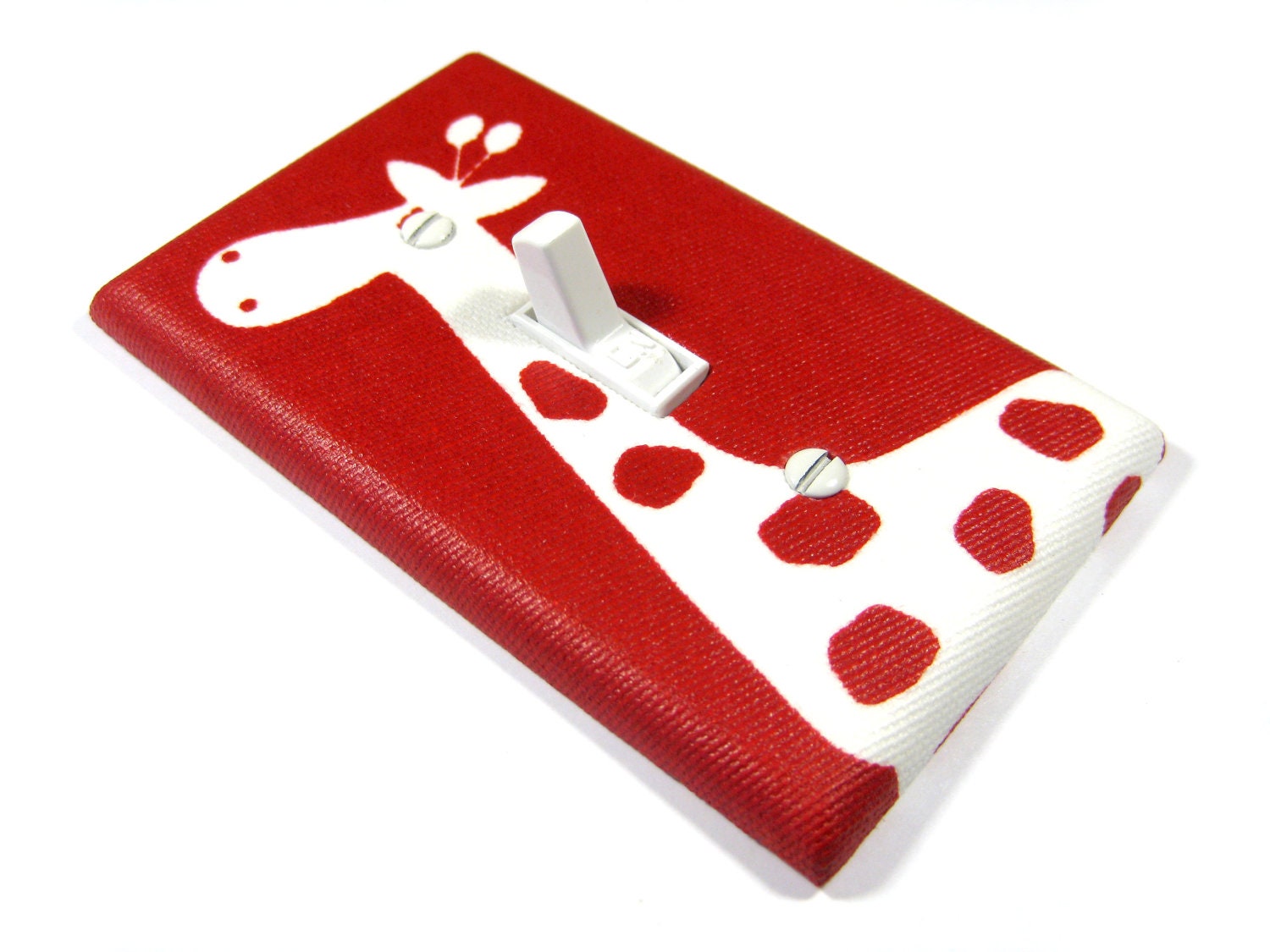 Red and White Giraffe Light Switch Cover Home Decor Children Kids Wall Art Decoration Premier Prints Gisella