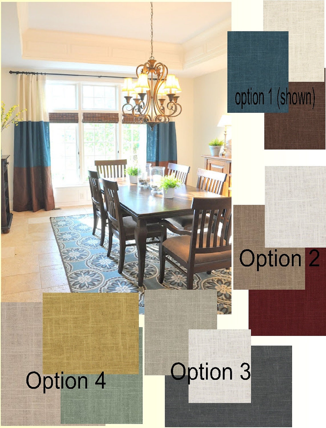 Custom Lined Stripe Linen Drapes 50in x 63in- You Pick the Color