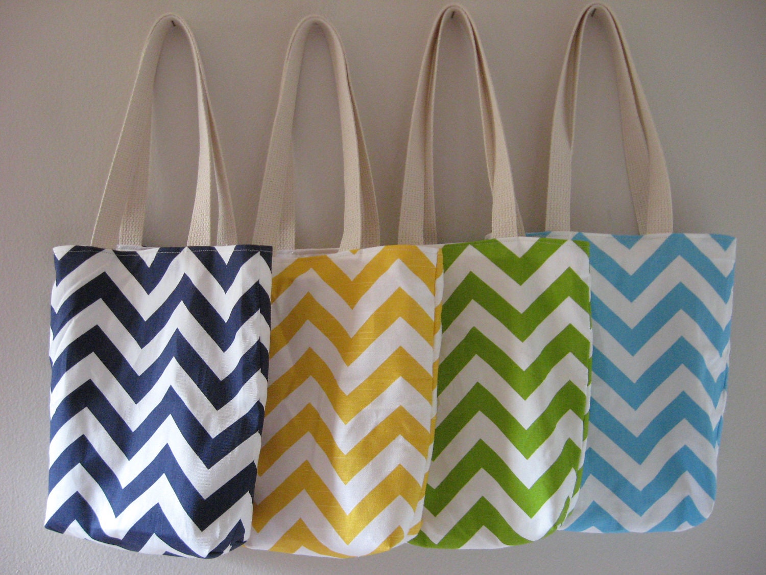 Bridesmaid totes 4 mini totes, maid of honor gifts - Gifts -  welcome bags, wedding favors, Chevron Bag