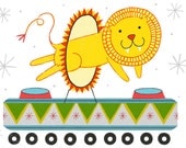 LION CAR : 8x10 inch, 5 color screenprint