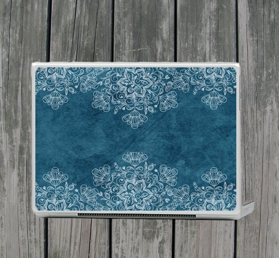 Lacey Blue Floral Laptop Macbook Cover