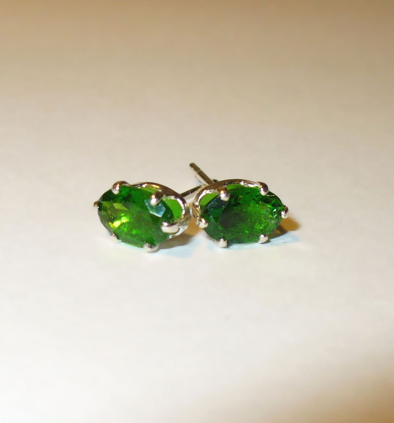 Chrome Diopside Earrings in Sterling Silver