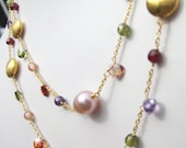 Multi colored gold chain necklace