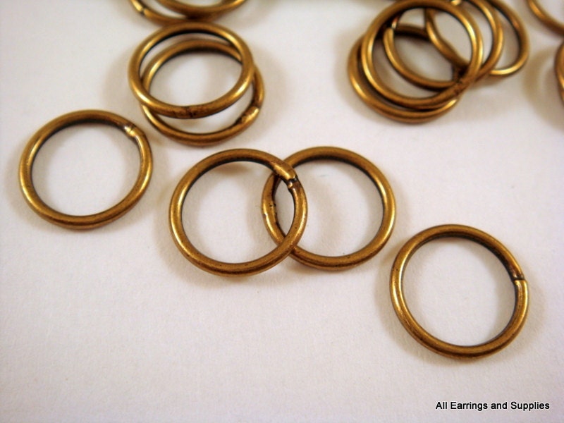 50 Antique Brass Soldered Closed Jump Rings 10mm 18 Gauge - 50 pc - 5840-5
