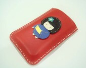 Sakura the Geisha Doll iPhone leather case with bumper case size ( Red )