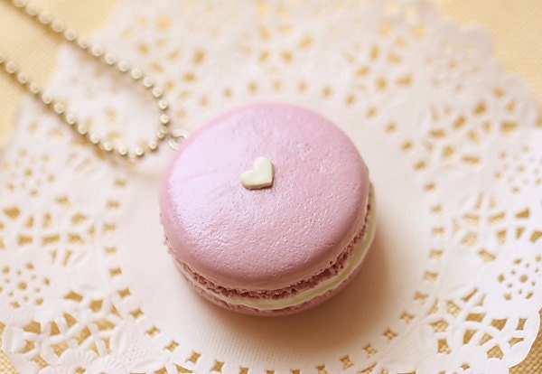 Food Jewelry - Lavender Love Macaron Necklace - Gift For Her