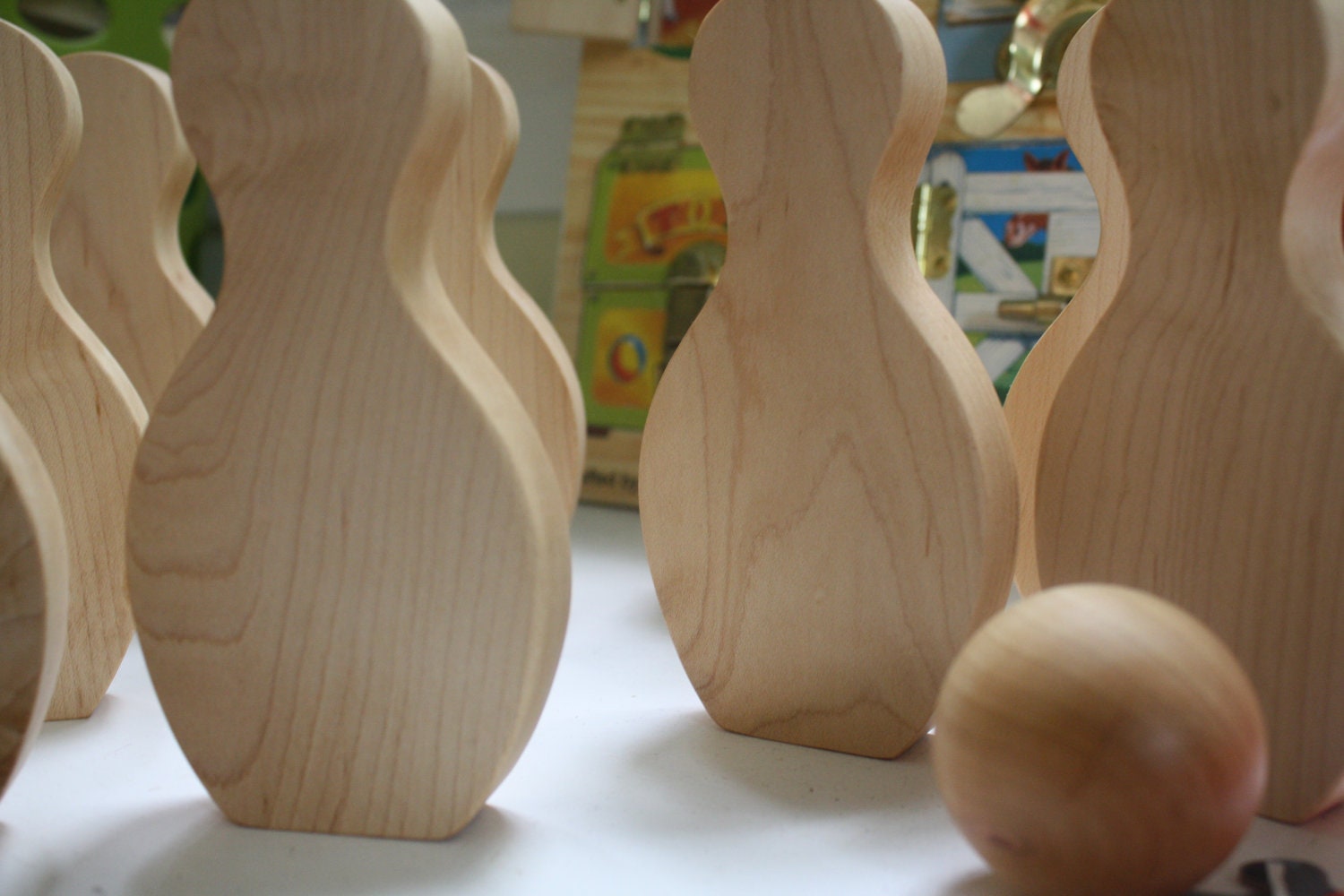 Wood Skittles Bowling Set