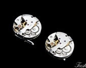 Steampunk Cufflinks- Industrial Wedding- Vintage Watch Movements- Identical Clockwork- Unisex Geekery- Silver Handmade Luxury- SC02