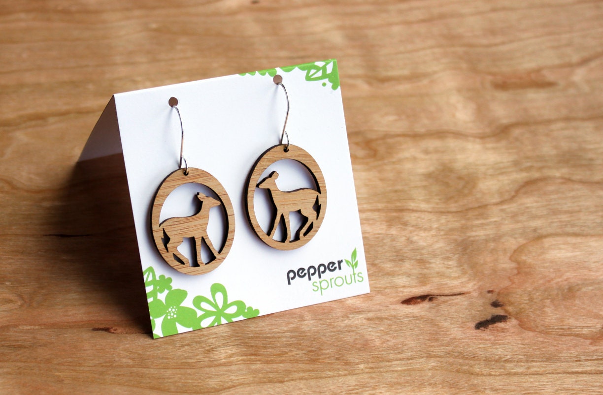 Bamboo Earrings - Forest Deer - lightweight eco-friendly