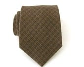 Necktie Taupe Plaid Cotton Mens Tie