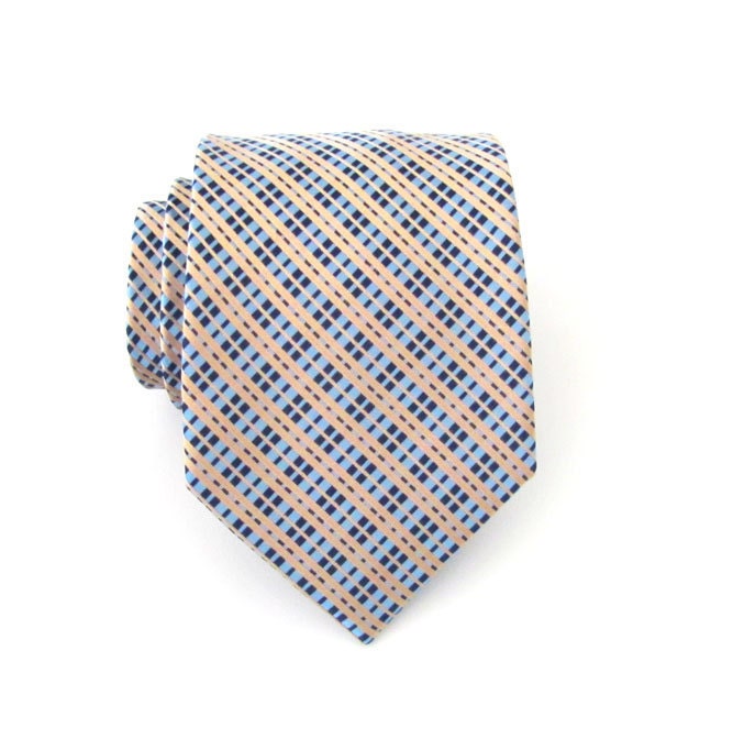 Mens Tie - Blue and Gold Silk Necktie
