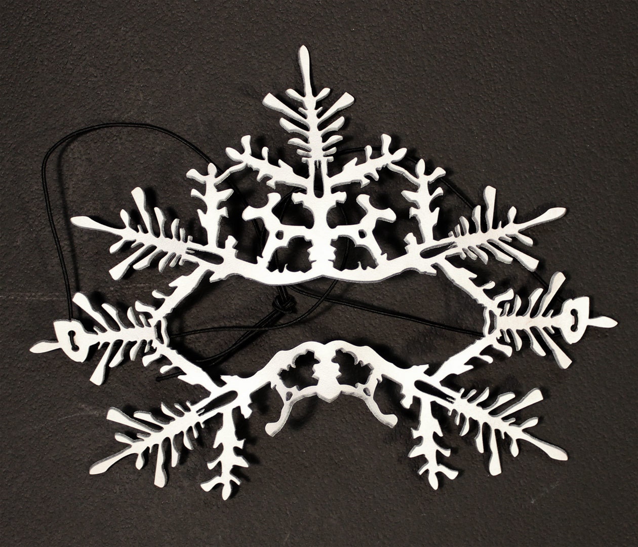 Snowflake leather mask  for eyeglass wearers in white