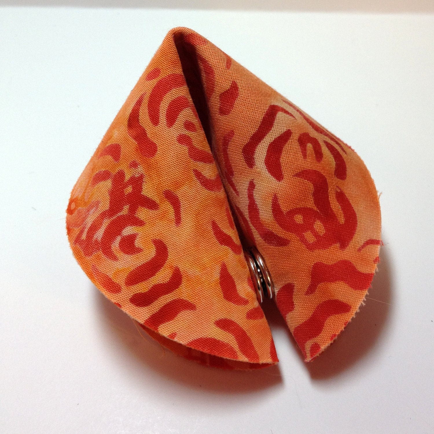 Fabric Fortune Cookie.  Gift or favor.  Personalized.  Orange flowers batik.