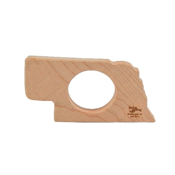 Wood Teether Nebraska State wooden toy natural baby toy