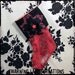 Gothic Christmas Stocking - Pink Chinese Brocade with Black Cuff and Flower - Warning Label Creations