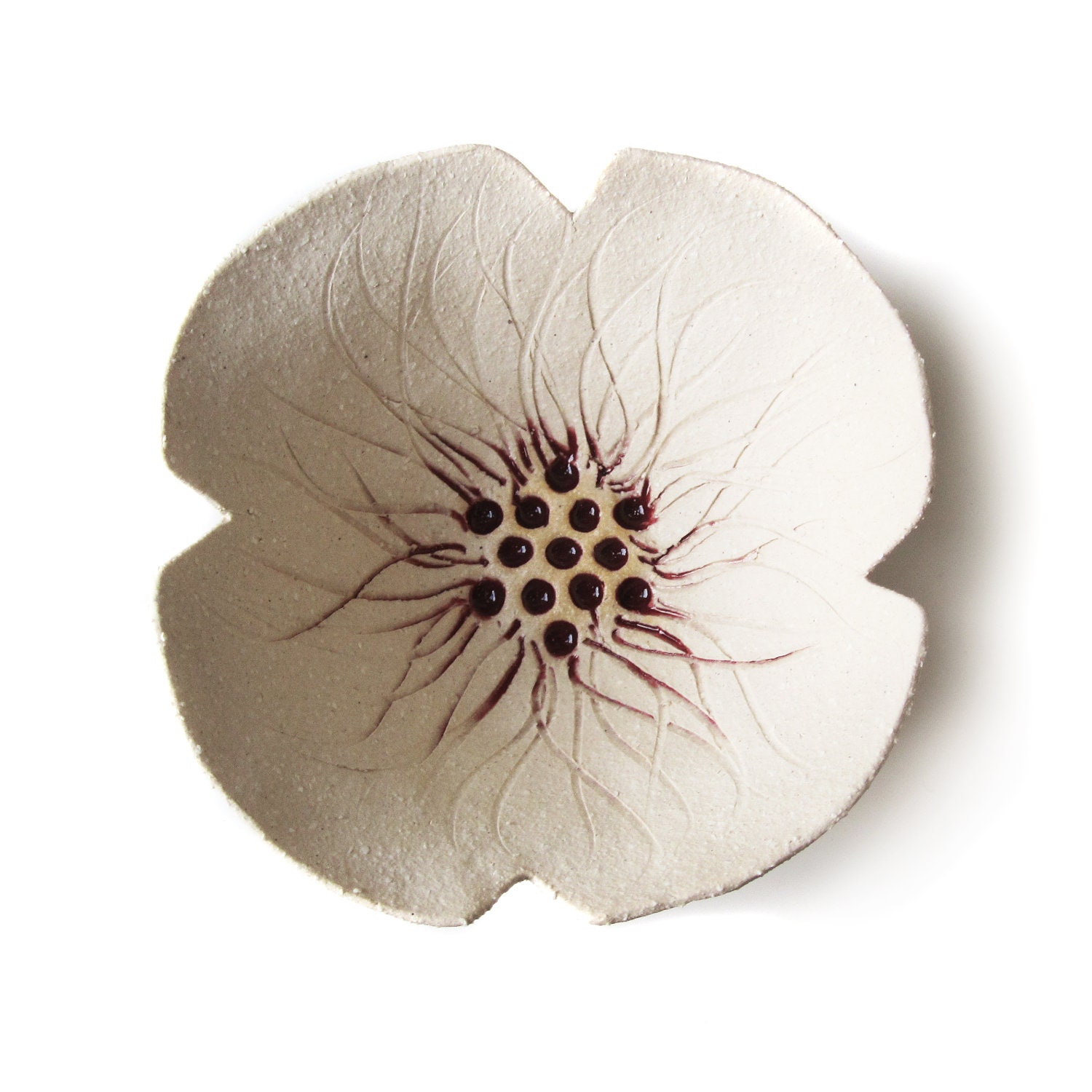 Poppy flower Functional Sculpture Cream Stoneware Ceramic Pottery Decorative Home Decor Gift For Her Hostess Gift Wedding Gift Idea Under 40