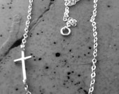 Molly's Mini Sideways Cross Necklace in Sterling Silver