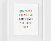 The quick brown fox - Pangram - 8 x 10 wall art print - living room decor, baby nursery art, children's bedroom