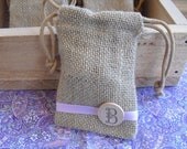 Favor Bags - SET OF 10 Rustic Monogram Burlap Wedding Favor Bag Candy Buffet Bag or Gift Bag - Item 1245