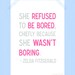 She Refused to Be Bored Quote Printable Zelda Fitzgerald Digital Print in Pink Gray 5 x 7